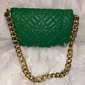 Olivia Miller Green Quilted Chain Shoulder Bag Gold Chain